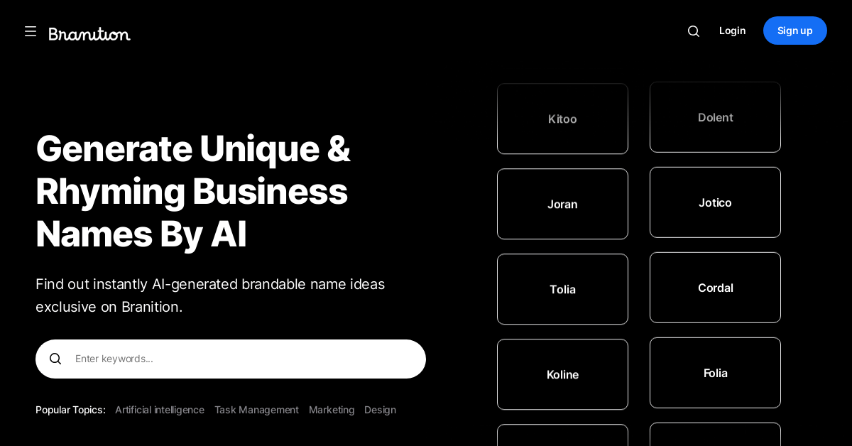 AI Business Name Generator by Branition Features, Pricing, Alternatives
